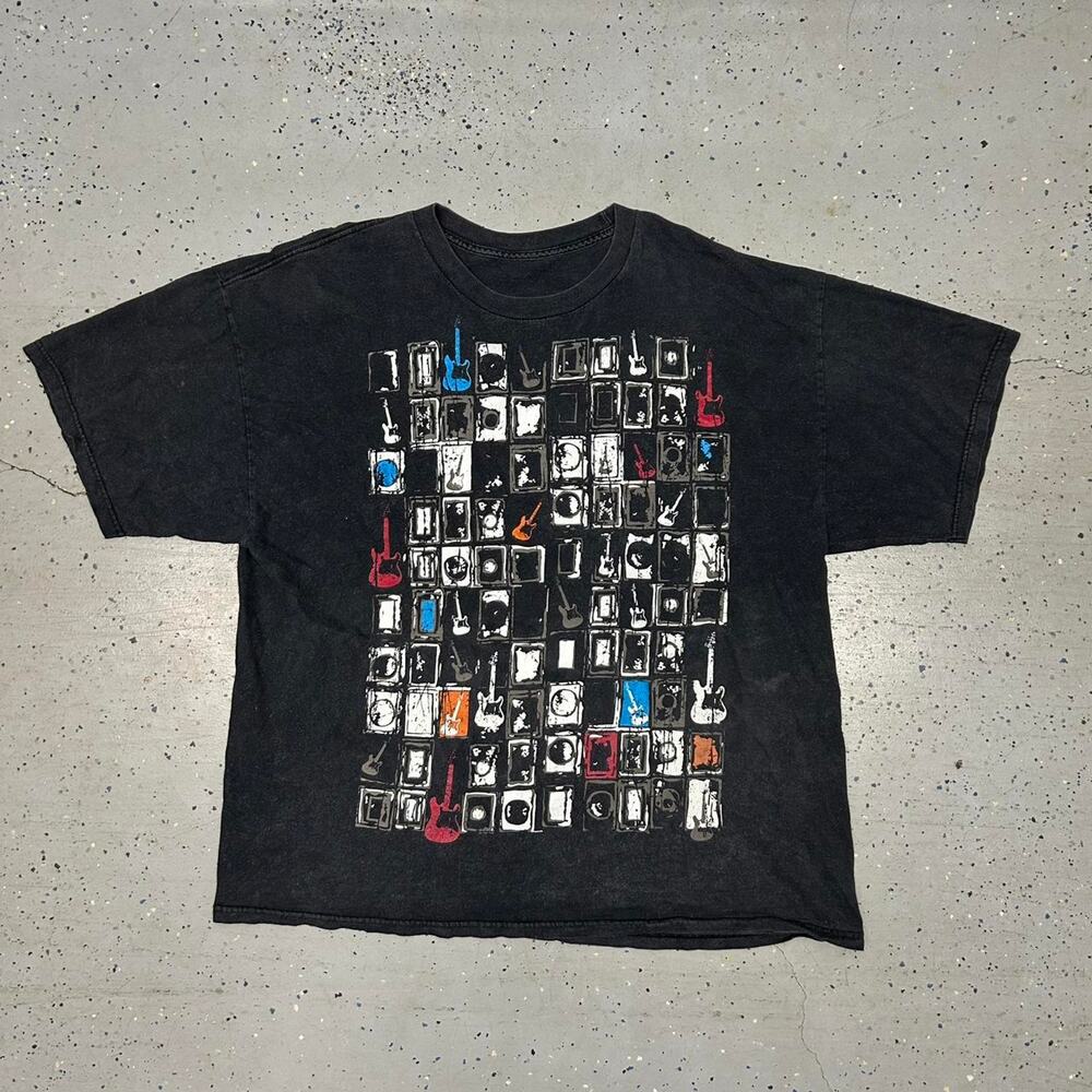 Y2K Black cotton Guitar T-shirt